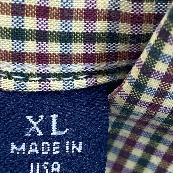 Burberry Brit Button Down Shirt Men's XL Burgundy Green Blue Gingham Plaid - Picture 4 of 6